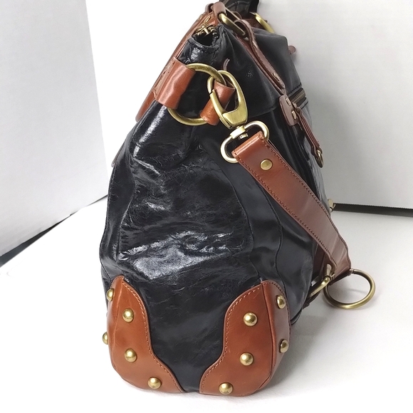 BCBG Large Satchel Shoulder Bag Crossbody Leather Black BCBGMaxAzria Barney's - Picture 5 of 13